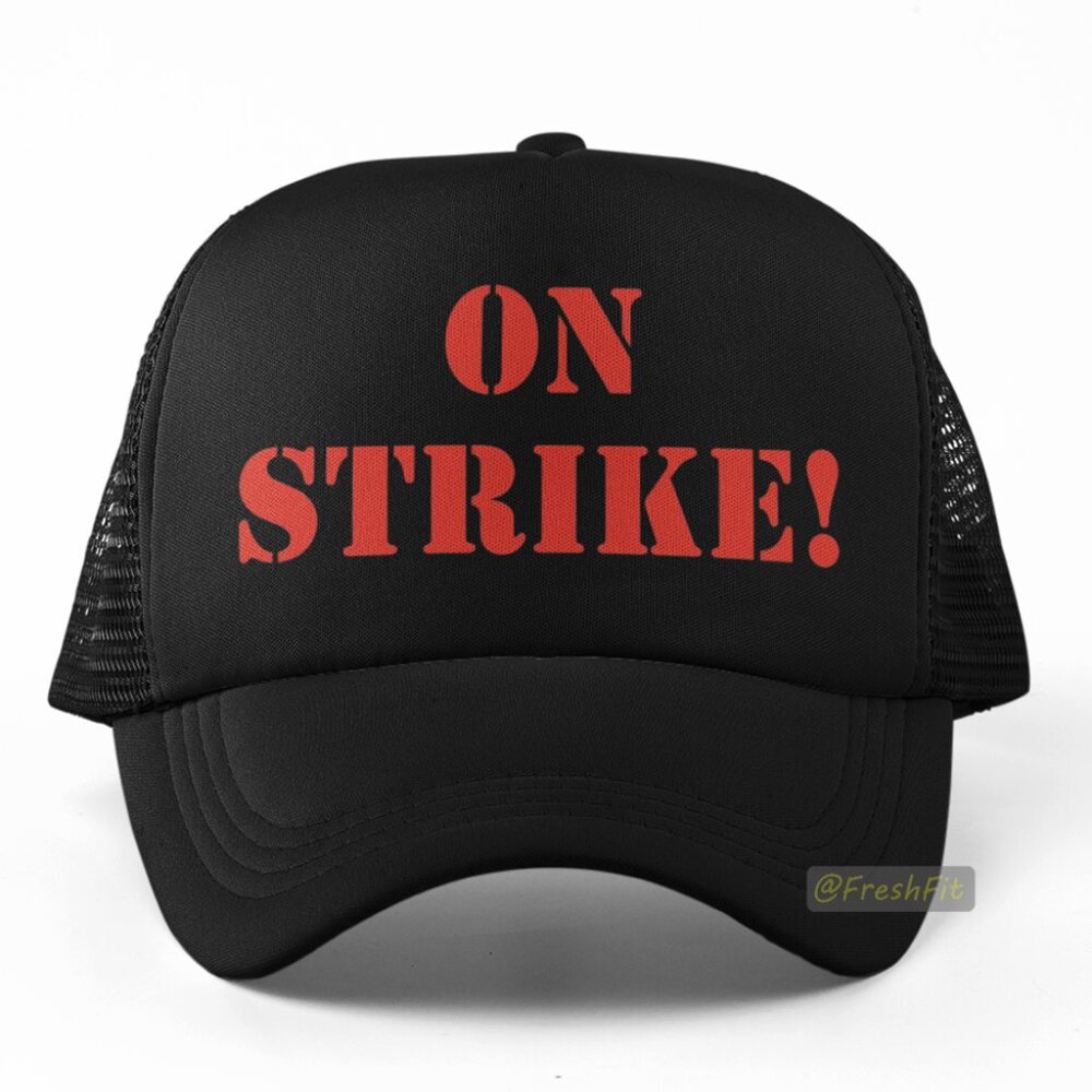 🆕On Strike! Black Foam Trucker Hat Mesh Snapback Cap
